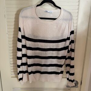 Zara Striped Sweater in Black and Cream sz XL